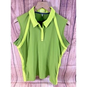 Nike Golf Fit Dry Woman Sleeveless Polo Tank Top Athletic Medium Green 1/4 zip